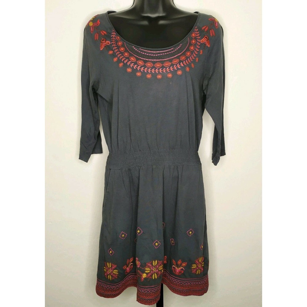 JW LA Johnny Was Embroidered Floral Cotton Dress